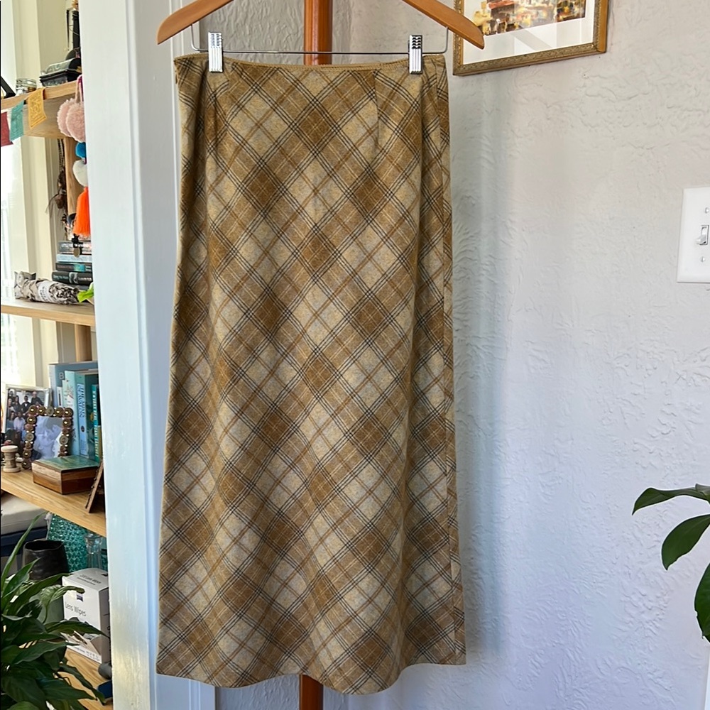 Vintage 90s Ann Taylor Wool Plaid Skirt // 6P